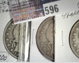 1902 S, 1903 S, & 1907 P Barber Half Dollars. First two are VG, latter G+.
