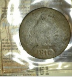 1810 U.S. Large Cent, AG. Ex: L & L Coins and Stamps, Denver, Co. An interesting old Western recover