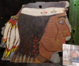 Native American designed & painted slab of Petrified Wood. 6