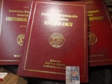 (3) American Numismatic Association Hard bound Books, red leather colored with gold embossed letteri
