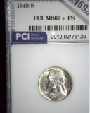 1942 S Silver Jefferson WW II Nickel, slabbed PCI MS66 + FS.