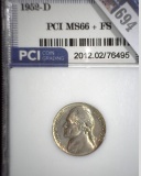 1952 D Jefferson Nickel slabbed PCI MS66 + FS.