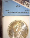 1966 Canada Silver Dollar, NNC slabbed MS-68.