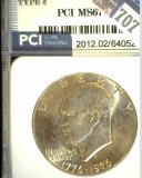 1976 D Eisenhower Dollar PCI slabbed Type 2 MS67.