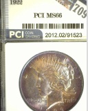 1922 P Peace Silver Dollar, PCI slabbed MS66.