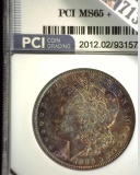 1886 P Morgan Silver Dollar slabbbed PCI MS65+. Attractive obverse toning.