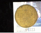 1853 Brass Calendar Medal by I.E. Person. 37mm.