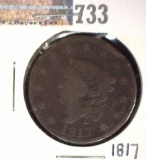 1817  N-4 Large Cent, VG-6.