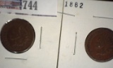 1879 & 1882  Indian Head Cents, VG.