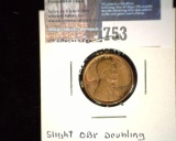 1909 P-VDB Lincoln Cent, AU, slight obverse hub doubling.