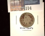 1883 w/Cents Liberty Head Nickel, circulated.