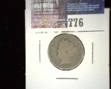 1883 w/Cents Liberty Head Nickel, Good.
