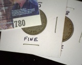 1905 & 1908 Liberty Head Nickels, Fine.
