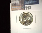 1943 WW II Silver Jefferson Nickel, BU with four steps.