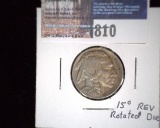 1934-D Buffalo Nickel, VF. 15 degree rotated reverse.