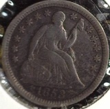 1853 Seated Liberty Half Dime, VF.