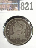 1834 Capped Bust Dime, F/AG. Breen # 3205.