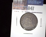 1861Civil War Date U.S.Seated Liberty Quarter, EF.