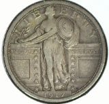 1917 Type One Standing Liberty Quarter. VF.