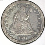 1841-O U.S.Seated Liberty Quarter, EF.