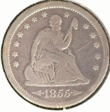 1855-S U.S.Seated Liberty Quarter, VG.