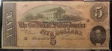 1864 $5 CONFEDERATE. No series.  Cr.558, T69, EF.