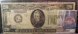 1928-B $20 FEDERAL RESERVE NOTE F#2052G, Fine.