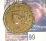 1836 U.S. Large Cent, VF. Small Mint Error cud at K-11.