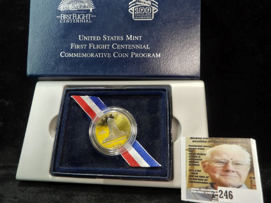 2003 P U.S. Mint Proof First-Flight Commemorative Half-Dollar in original box of issue.