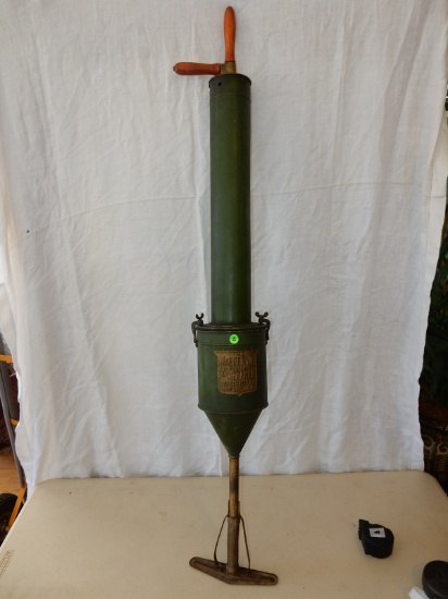 Rare and very unique! hand pump (pre-electric) household vacuum cleaner, "The Jaeger Jr." metal cyli