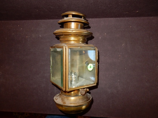 Antique brass buggy / auto lamp / lantern, Westchester No.6 cond G, dents one panel chipped