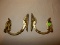 2 piece cast metal, gold painted fancy curtain tie back hooks, stamped JC 612, cond VG