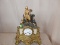 Fancy antique figural cast mantel clock with gold gilted knight, no maker noted, cond G-VG shows pai