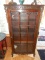 Nice antique carved small single door curio / china cabinet, cond G-VG, cannot ship in-house
