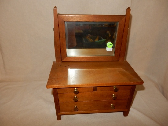 Amazing antique / vintage handmade "Salesman Sample" Arts & Crafts style dresser with mirror and bra