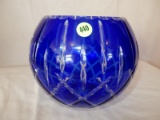 Nice vintage cut cobalt vase / bowl, cond VG