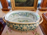 Nice Asian porcelain foot bath with fish design, cond VG