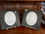 2 piece vintage marble plaques 