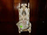 Retired Lladro Spain Naughty Little Girl 1395 Chair Porcelain Figurine, cond VG