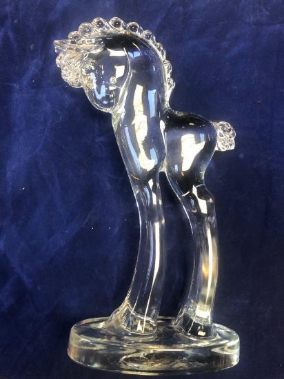 Vintage crystal horse figure maker unknown measures 11 inches tall condition excellent