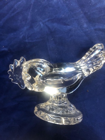 Vintage crystal rooster figure maker unknown measures 5 1/2 inches tall condition excellent