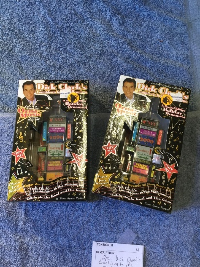 Two piece Dick Clark's countdown to millennium Xmas ornaments