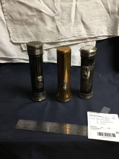 Vintage three-piece old flashlights