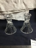 Two piece crystal candlestick holders