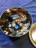 Tin of old buttons