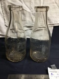 Vintage 2 piece embossed 1 quart milk bottles