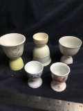 Vintage group of five piece egg cups big and small sizes various makers