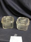 Vintage two piece clear refrigerator cover dishes