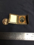 Antique two piece photos one tin type in frame