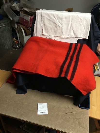 Vintage wool blanket with stripes